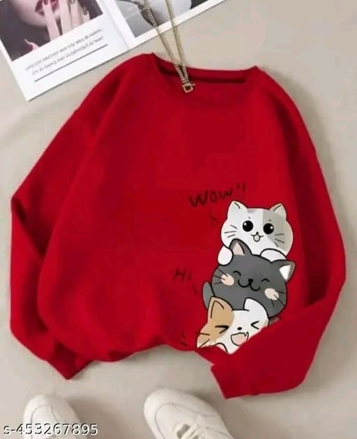 Cute Cartoon Cat Printed Sweatshirt