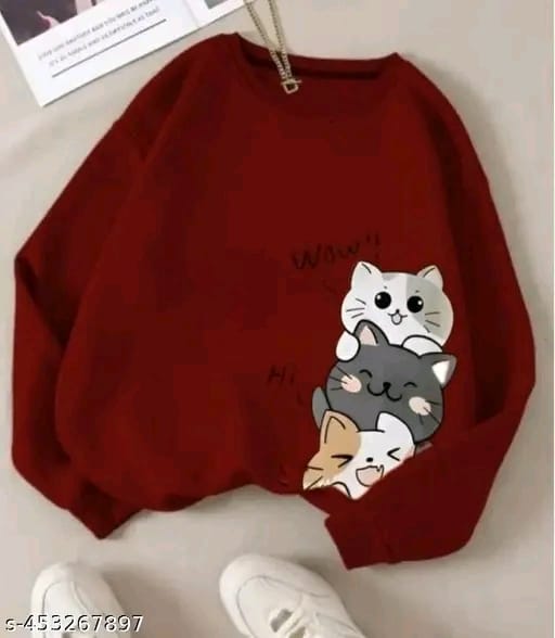 Cute Cartoon Cat Printed Sweatshirt