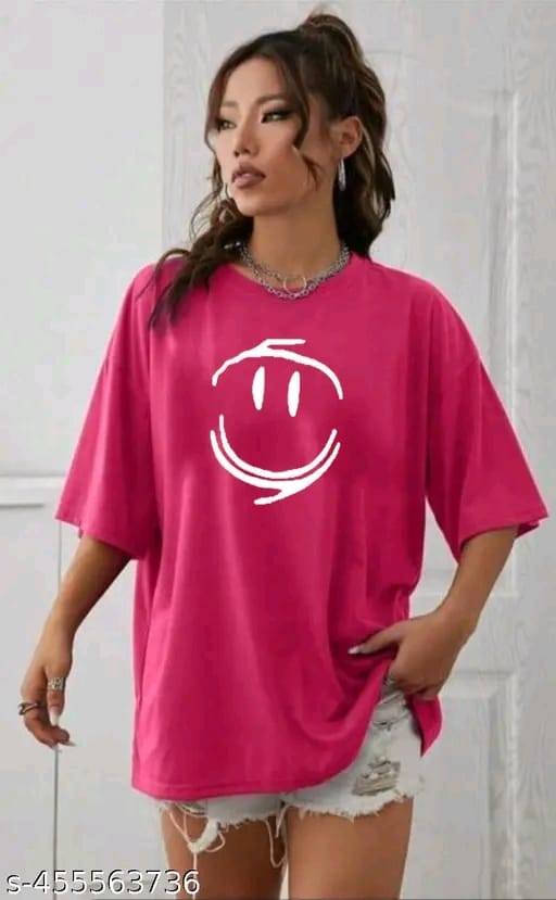 Oversized Pink Smiley Face T-Shirt